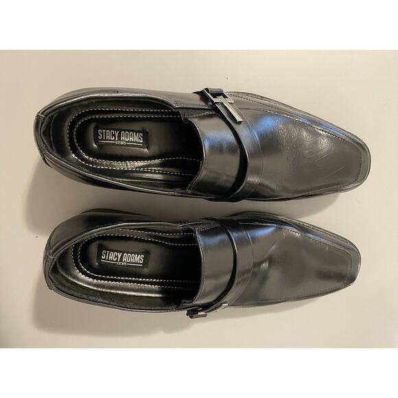 Stacy Adams Abram Size 9 Mens Black Slip Resistant Slip On Dress Shoes 20186-001 - Picture 5 of 8